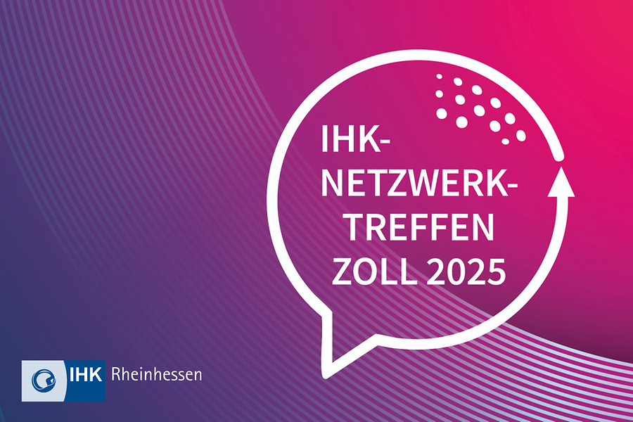 Sprechblase mit Hinweis auf Netzwerktreffen Zoll vor rotem Hintergrund