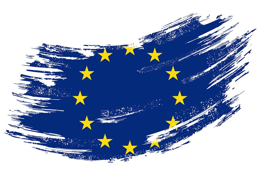 European Union flag grunge brush background. Vector illustration.