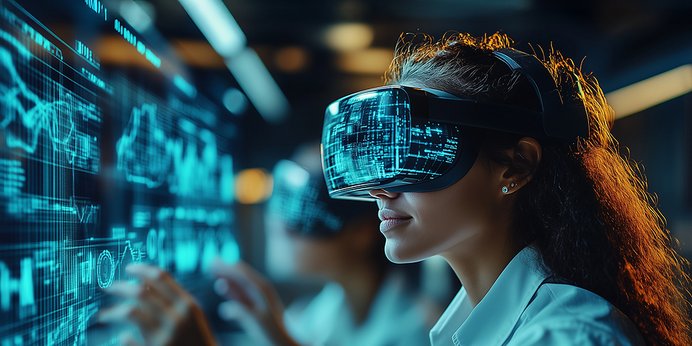 Frau mit VR-Brille