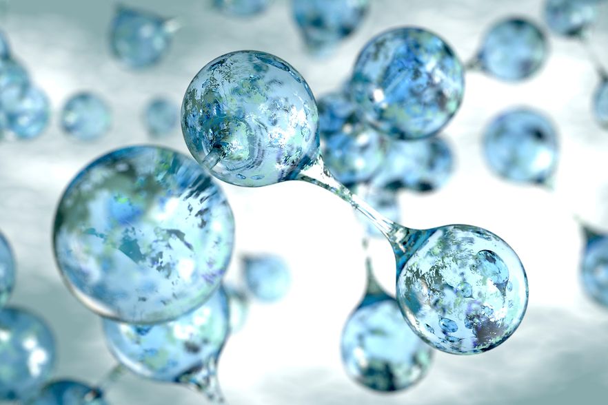 3d molecules of water concept background