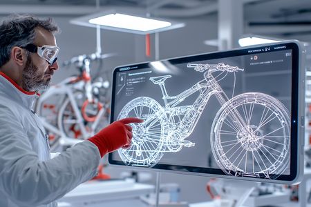 Fahrrad-Konstrukteur am Computer