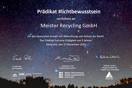 Sternenhimmel mit Pr&auml;dikatstext von Unternehmen und den Unterschriften