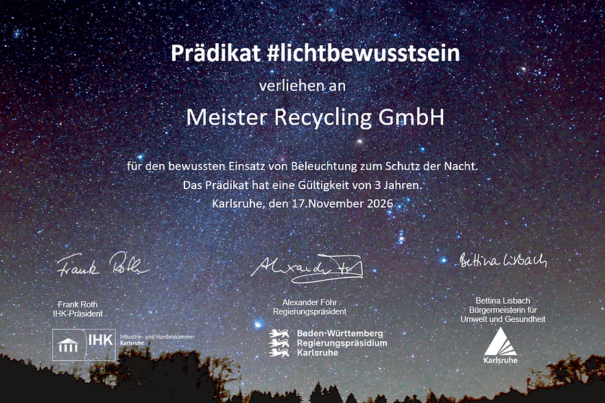 Sternenhimmel mit Pr&auml;dikatstext von Unternehmen und den Unterschriften