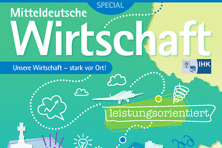 Farbenfrohes Cover der Sonderbeilage zum IHK-Magazin Mitteldeutsche Wirtschaft im Dezember 2025