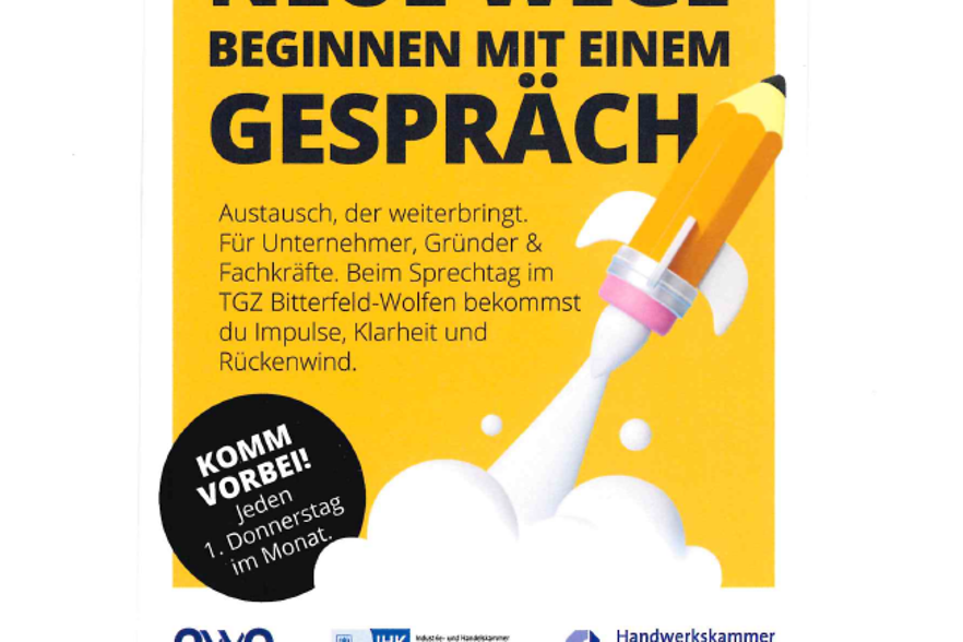 Einladungskarte f&uuml;r Sprechtag IHK-Beratertag jeden 1. Donnerstag im Monat 