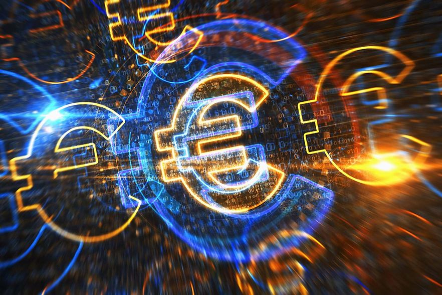 Euro,Money,Eur,Finance,Symbol,Digital,Concept.,Network,,Cyber,Technology