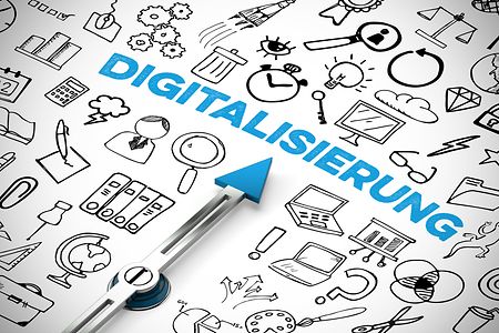 Digitalisierung,(german,For:,Digitization),Concept,With,Icons,And,Compass,Arrow