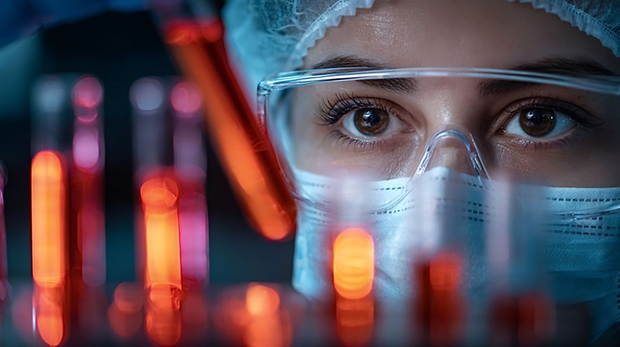 KI-generiert: Person im Labor