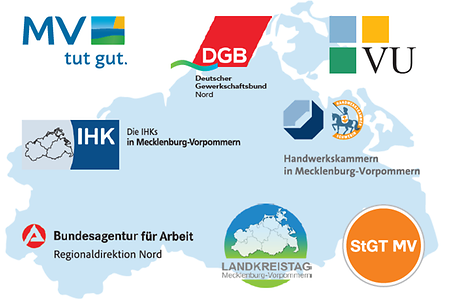 unterschiedliche Logos auf einer Landkarte von MV