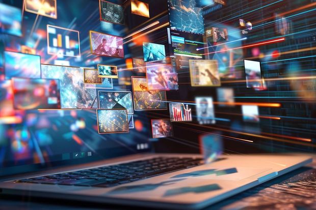 Laptop streaming internet content from multiple sources