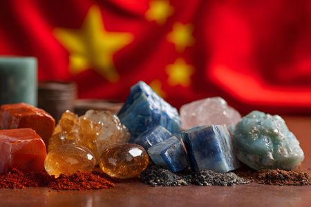 Kritische Rohstoffe vor chinesischer Flagge.
