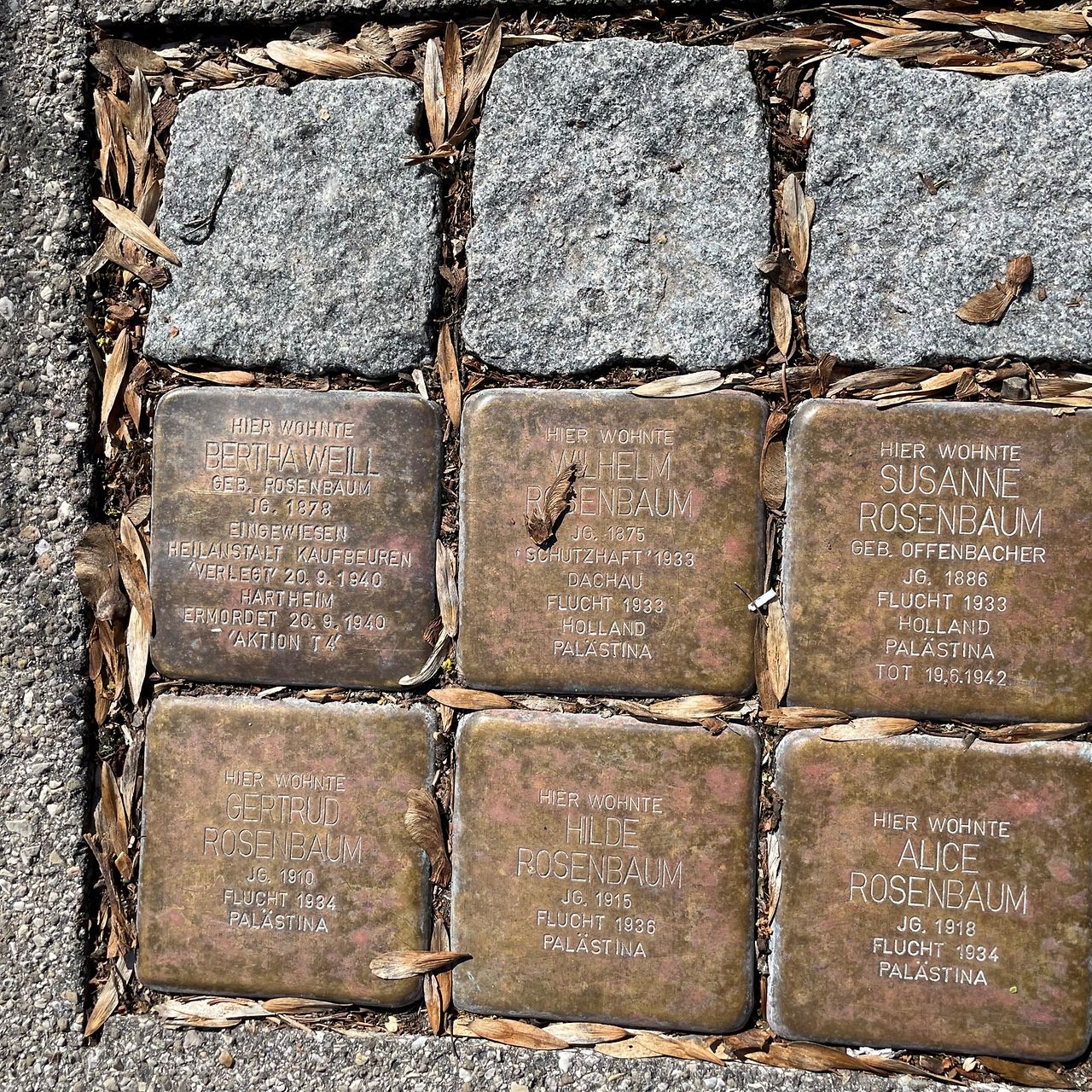 Stolpersteinefür die Familie Rosenbaum in Memmingen