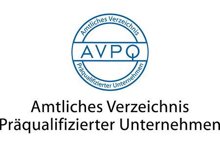 Logo des Amtlichen Verzeichnisses Pr&auml;qualifizierter Unternehmen (AVPQ)