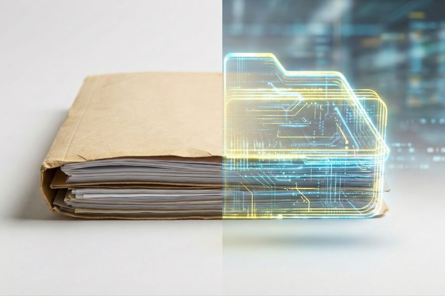 Akte - eine H&auml;lfte analog und eine H&auml;lfte digital