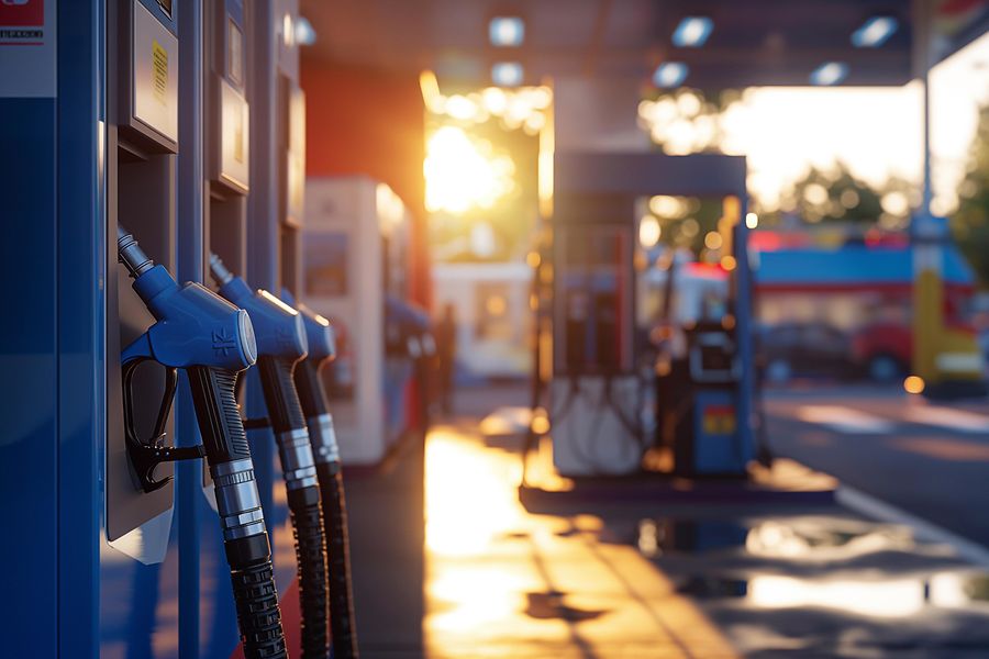 Tankstelle mit Zapfsäulen