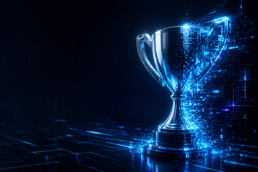 Ein Pokal wird aus dem Cyberspace heraus generiert.