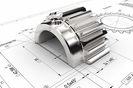 Bauteil auf technischer Zeichnung