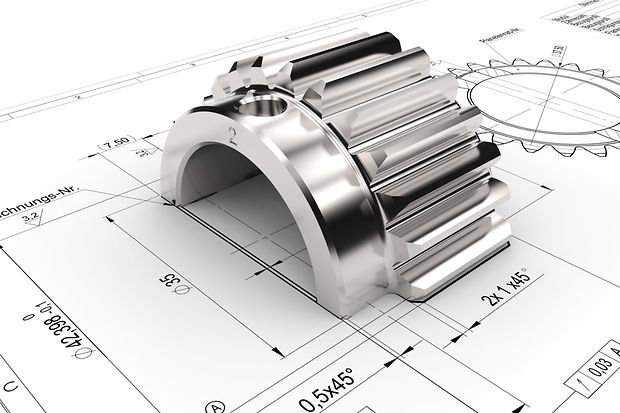 Bauteil auf technischer Zeichnung